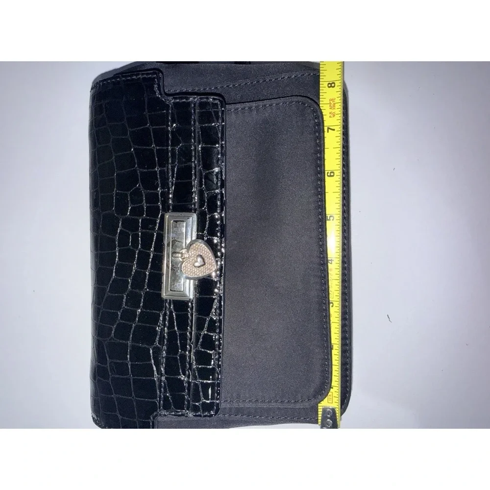 Brighton Mercedes Organizer‎ Shoulder Bag  Black Crossbody Croc Heart Nylon L